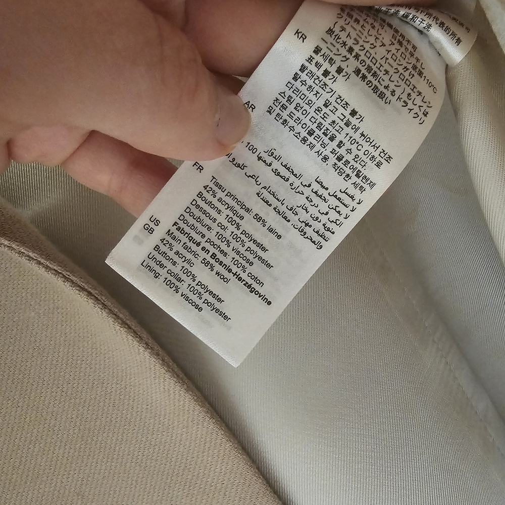 Sandro EU36 Wool Blend Beige Double-Breasted Coat - Picture 7 of 8